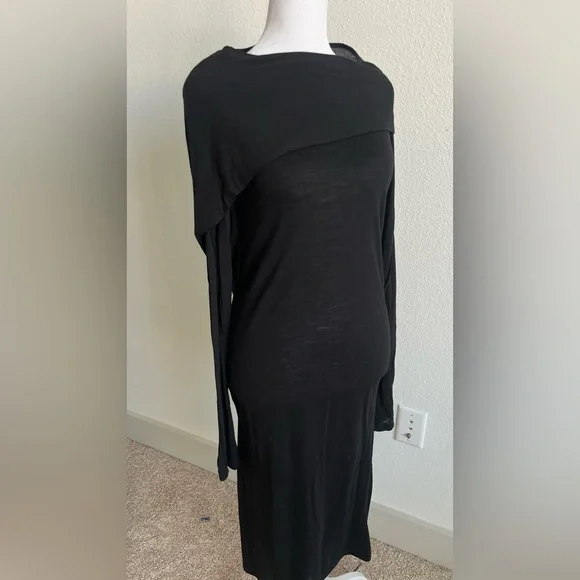 Ann Demeulemeester Black Wool blend Long Sleeve Dress Dresses Ann Demeulemeester Black Wool blend Long Sleeve Dress Dresses